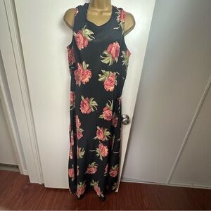 Style works Black Pink‎ Floral Print Vintage 90’s/Y2K Sleeveless Dress 12-14?